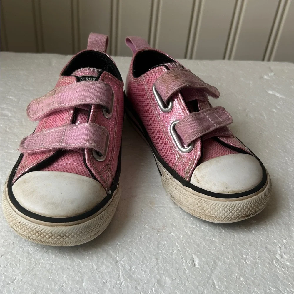 Converse All Star Glitter sparkle sneaker Hook&Loop closure toddler size 7 pink